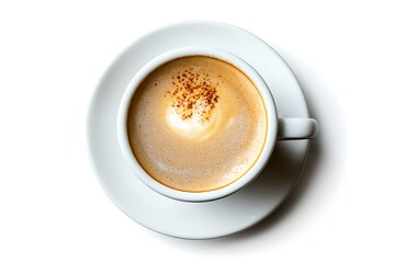 top view coffee cup isolated on white background, caffeine drink clipping path