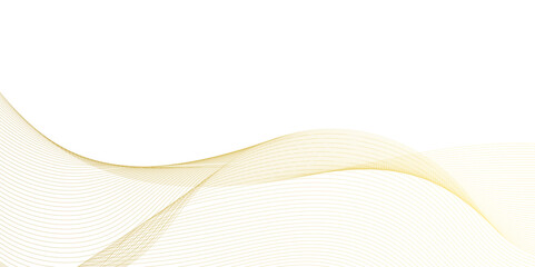 Vector abstract golden wavy, curve and ocean flowing dynamic lines isolated on transparent background. Design for banner, flyer, cover, technology, science, brochure, ocean.