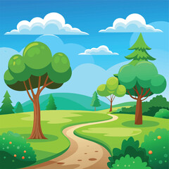 Obraz premium landscape with trees and clouds