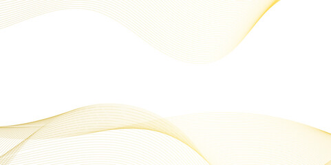Vector abstract golden wavy, curve and ocean flowing dynamic lines isolated on transparent background. Design for banner, flyer, cover, technology, science, brochure, ocean.