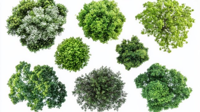 白い背景の木のセット