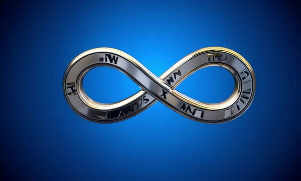 3d render of a infinity symbol on blue background