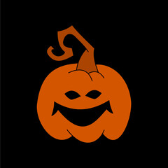 Halloween October illustration vector design. Scary pumpkin fruit label