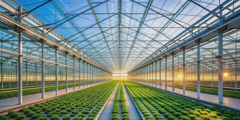 Fototapeta premium Futuristic greenhouse with advanced crop protection and sustainable food production technology