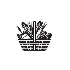 Vegetable basket vector design. Vegetable basket vector silhouette.