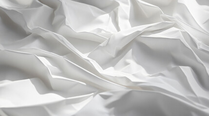 Obraz premium A close-up image of crumpled white fabric, creating a textured and soft appearance that conveys simplicity and elegance in design.