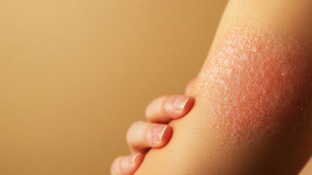 Close-up of a human arm with dry, scaly skin indicating a skin condition, highlighting skin health and texture.
