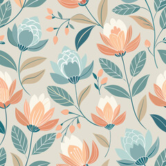 Adobe Illustrator Artwork Simple floral pattern featuring a repeating motif of delicate flowers and leaves.