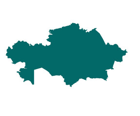 Kazakhstan Map outline and silhouette isolated on transparent background.