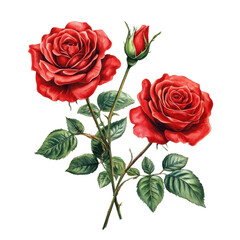 Beautiful red roses with lush green leaves, perfect for romantic themes, gardening, or floral designs.