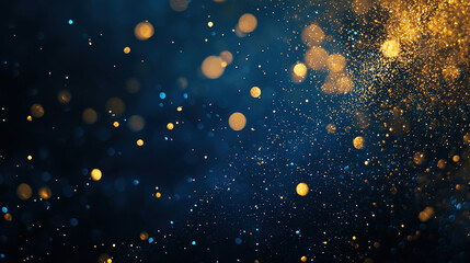 abstract dark bleu background with gold particles, Christmas or new year background