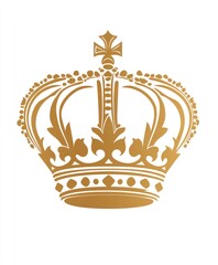 A golden crown with intricate details and a cross on top, symbolizing royalty, power, and authority.