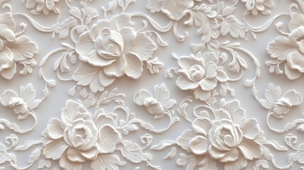 White 3D Floral Pattern Background