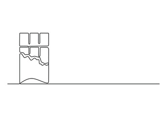 Chocolate bar continuous one line drawing vector illustration