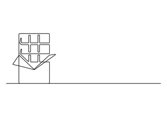 Chocolate bar continuous one line drawing vector illustration