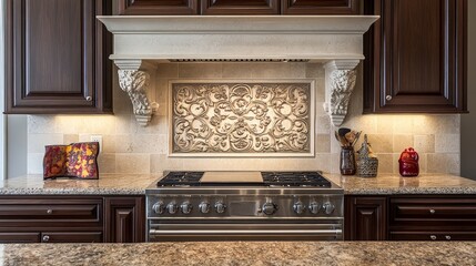 Picture a kitchen with a custom backsplash featuring intricate tiles or a unique design.