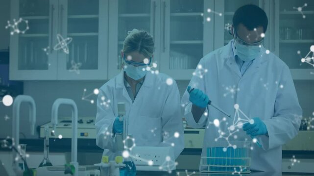 Animation of scientific data processing over diverse scientists in laboratory
