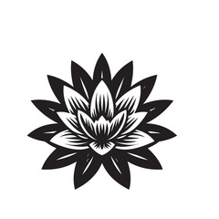 Obraz premium Waterlily vector design. Waterlily logo, icon design. Waterlily vector illustration black and white.