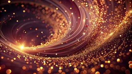 Luxurious background with swirling maroon and bronze particles in motion
