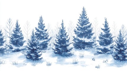Obraz premium Winter Wonderland Forest Landscape Snow Covered Trees and White Background