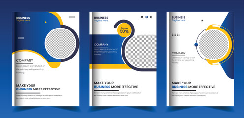 Business brochure cover layout, annual report, poster, flyer in A4 colorful triangles