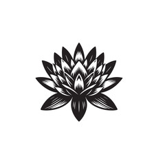 Waterlily vector design. Waterlily logo, icon design. Waterlily vector illustration black and white.