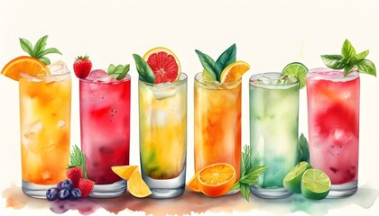 Vibrant Watercolor Creation of a Refreshing Beverage