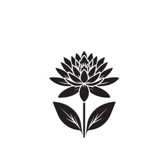Waterlily vector design. Waterlily logo, icon design. Waterlily vector illustration black and white.