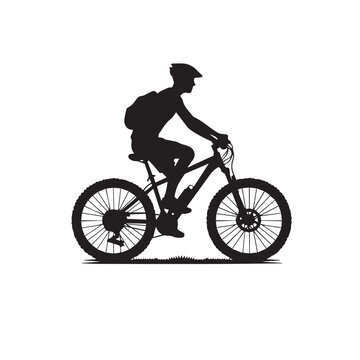 silhouette cyclist riding mountain bike clip art preview