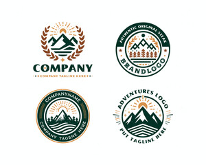 
Set bundle badge mountain adventure outdoor business company
