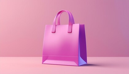 A vibrant pink shopping bag set against a soft pink background, perfect for fashion and retail themes.