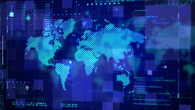 Abstract background for cyber futuristic and technology concept with world map and basic shape element

