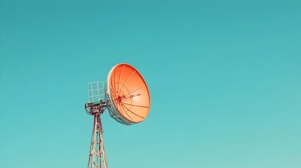 Antenna Emitting Radio Waves in a Clear Blue Sky