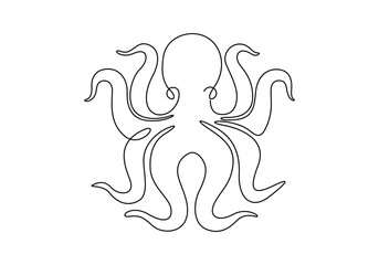 Octopus continuous one line drawing. Isolated on white background vector illustration