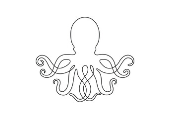 Octopus continuous one line drawing. Isolated on white background vector illustration