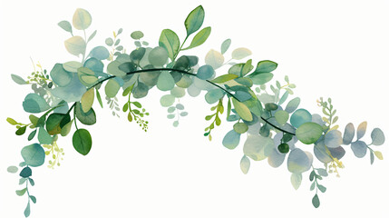 A delicate watercolor illustration of green leaves and foliage, elegantly arranged to create a fresh and natural aesthetic, perfect for botanical design.