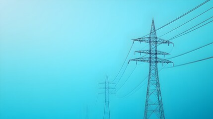 Close up View of Powerful Electrical Transmission Towers Carrying Energy Over Vast Distances