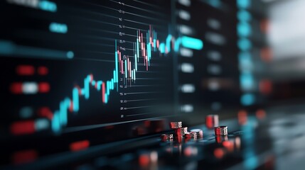 Fototapeta premium Dynamic stock market graph showcasing rising trends and market analysis with vivid color contrasts.