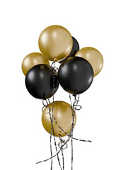 yellow and black helium party balloon, transparent background and isolated png