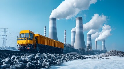Obraz premium Detailed Landscape of a Coal Powered Electricity Facility