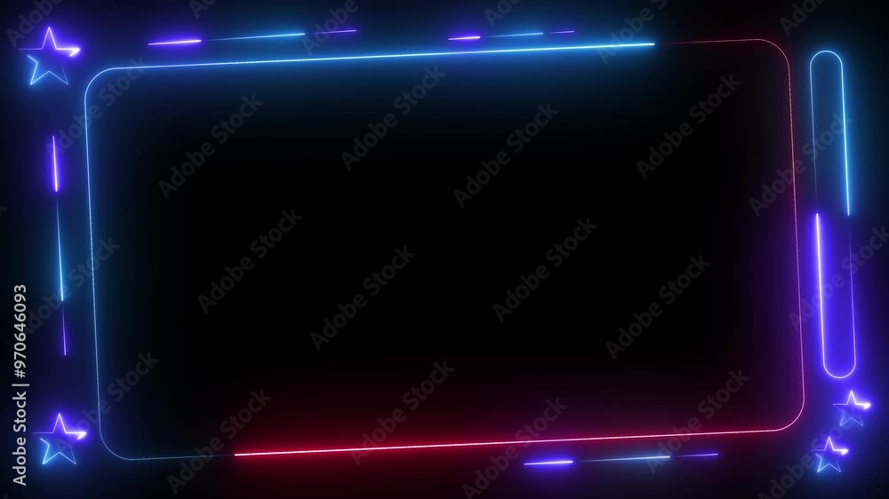 Aufkleber decorative glowing neon frame ,neon effect rectangle frame loop background 4k