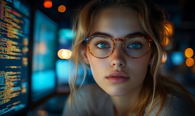  AI cyber security concept. Diverse IT specialist team analyzing artificial intelligence online risk threats to consumer data & privacy. Software developers coding & ethical hacking in dark office 