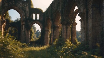 Fototapeta premium Overgrown Ruins of an Ancient Gothic Structure.