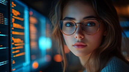  AI cyber security concept. Diverse IT specialist team analyzing artificial intelligence online risk threats to consumer data & privacy. Software developers coding & ethical hacking in dark office 