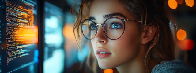  AI cyber security concept. Diverse IT specialist team analyzing artificial intelligence online risk threats to consumer data & privacy. Software developers coding & ethical hacking in dark office 