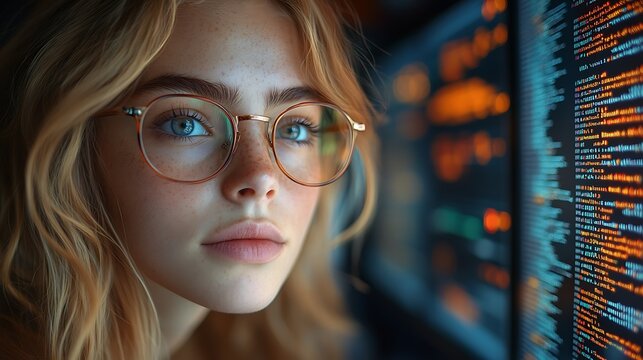  AI cyber security concept. Diverse IT specialist team analyzing artificial intelligence online risk threats to consumer data & privacy. Software developers coding & ethical hacking in dark office 