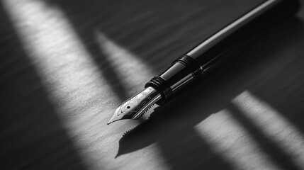 Naklejka premium luxury fountain pen in the dark
