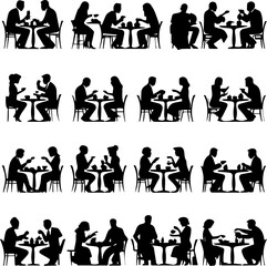 People eating silhouette vector image 3