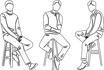 men sitting on chairs sketch vector