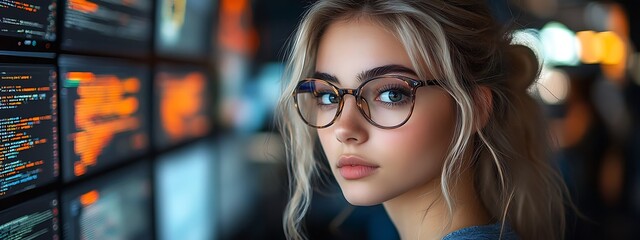  AI cyber security concept. Diverse IT specialist team analyzing artificial intelligence online risk threats to consumer data & privacy. Software developers coding & ethical hacking in dark office 